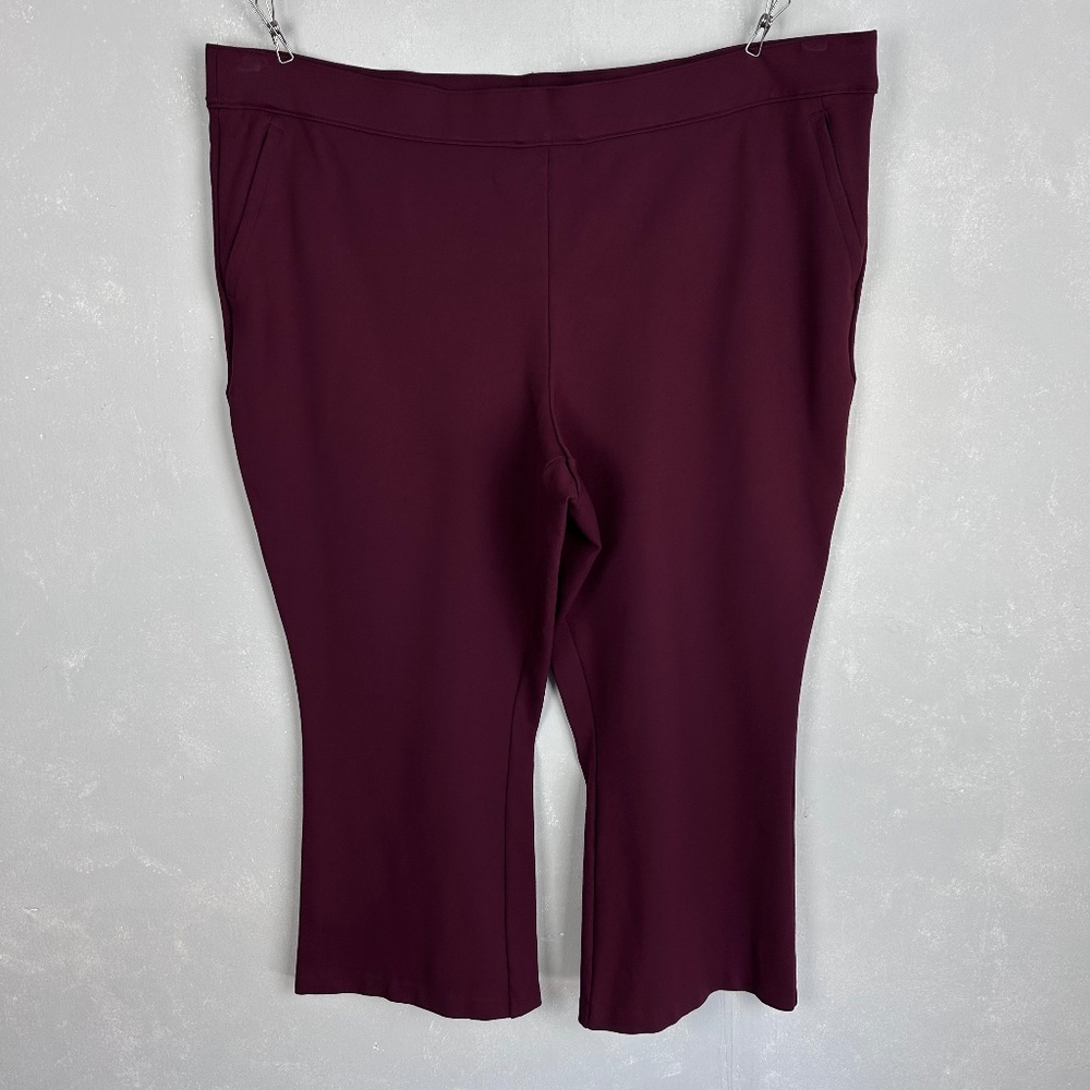 Universal Standard size XL 26/28 ponte pull on wide leg pants burgundy stretch